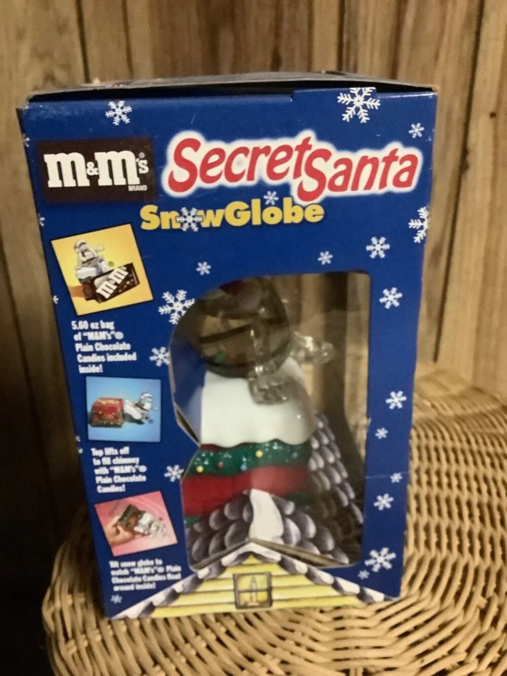 Vintage M&M's Secret Santa Snow Globe -- NIB
